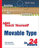 Cover of "Teach Yourself Movable Type in 24 Hours," Copyright 2004 Sams Publishing